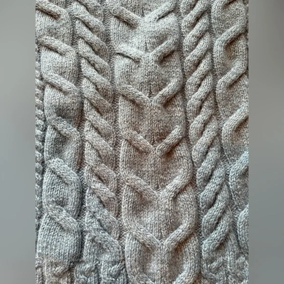 Aran Sweater Market 100% Merino Wool Sweater Women’s Size XXL Gray Hand Knit - Picture 3 of 8